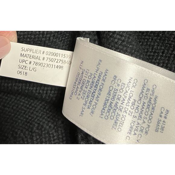 Mens Chaps V-Neck Sweater Tight Knit Long Sleeve 100% Cotton Black Sz Large EUC - Picture 5 of 11